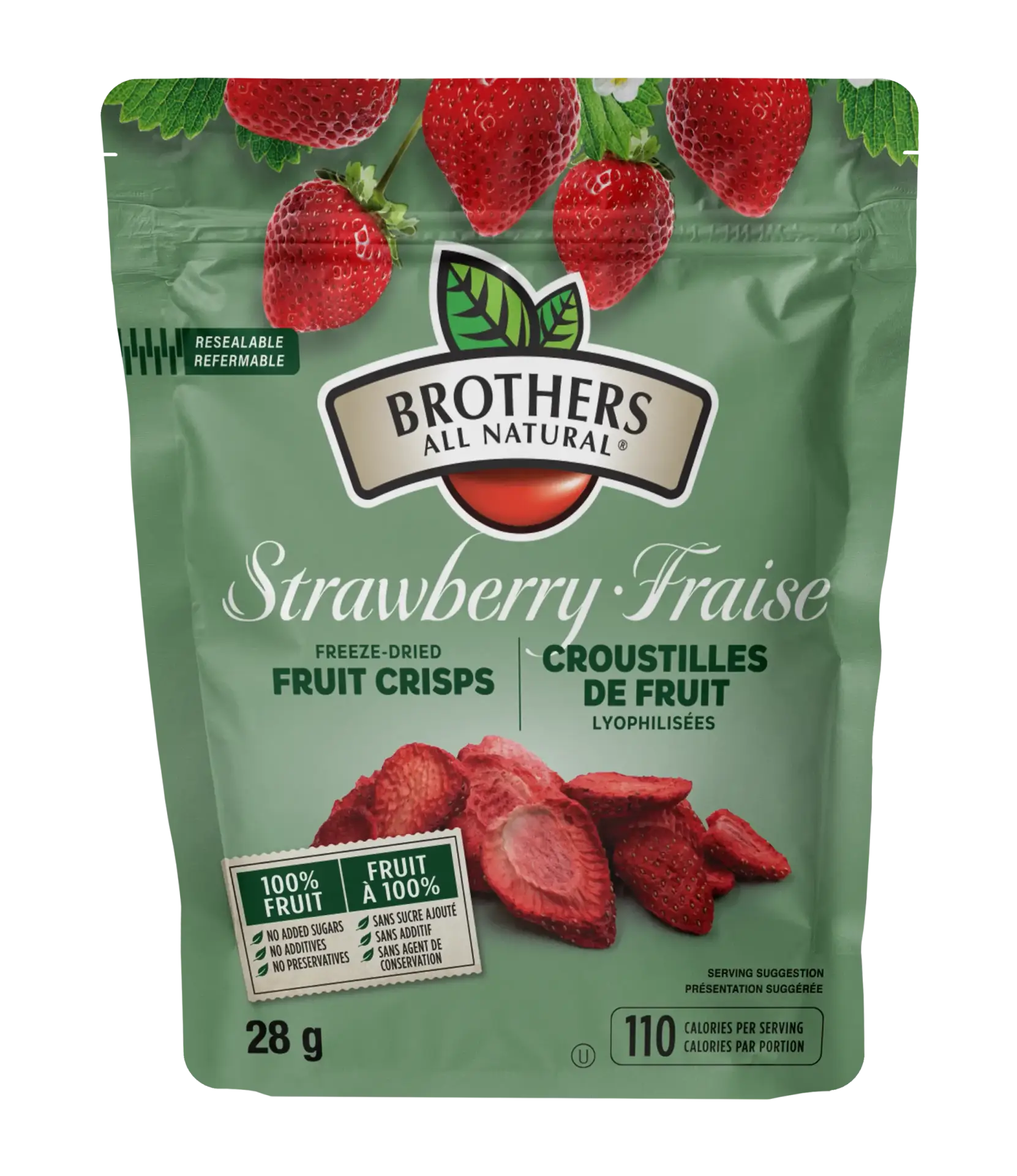 Our 1oz Strawberry Freeze Dried resealable pack.